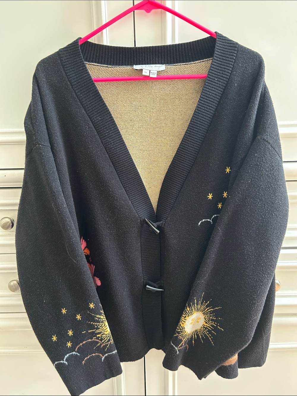 Never Fully Dressed Embellished Black Cardigan Sweater with Sunburst Detail